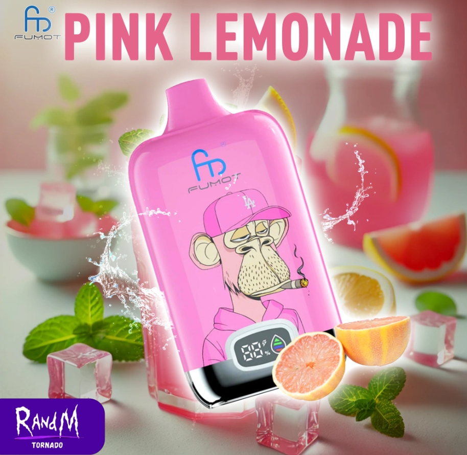 اكتشف روعة الفيب: Fumot Digital Monkey 40000 Puffs Vape - تفاحتين مزدوجتين وFumot Tornado Digital Box 12000 Puffs Vape - عصير الليمون الوردي